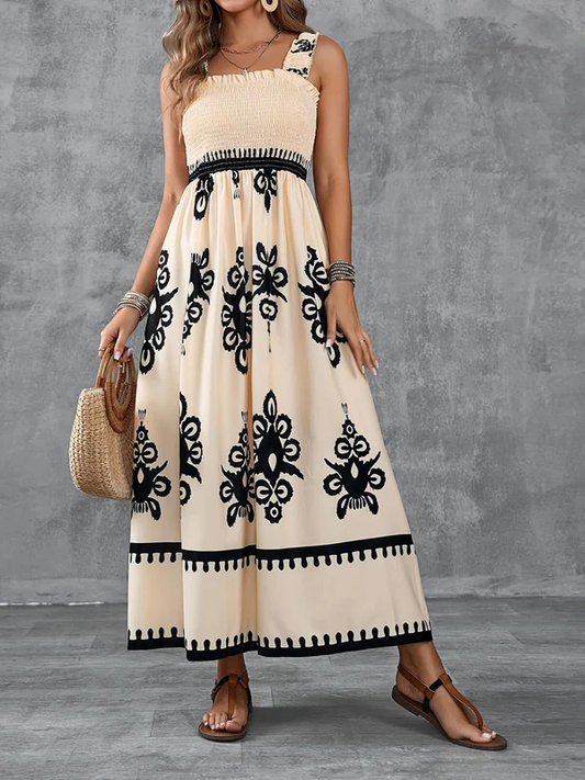 Martina | Vestido maxi con estampado artístico
