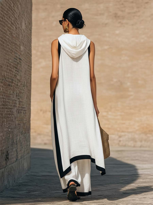 Elegante conjunto de dos piezas: top sin mangas y pantalones de pierna ancha