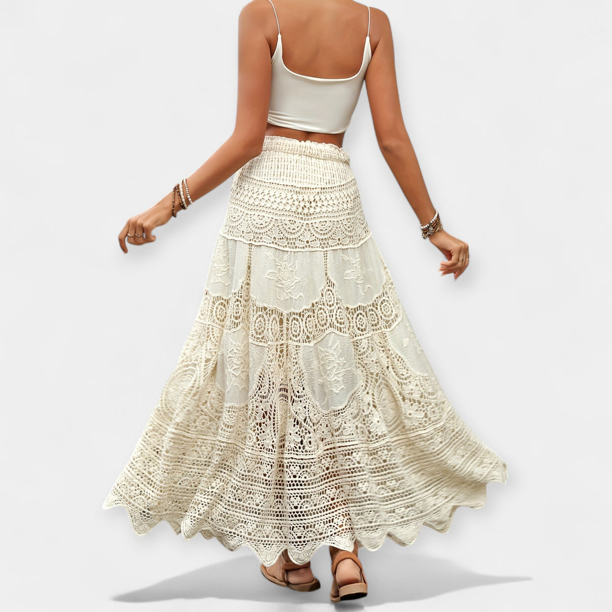 Maria - Falda midi de encaje