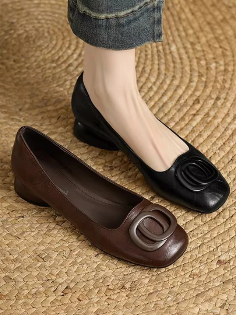 Chiara | Ballerine in Pelle Vegana con Puntera Quadrata
