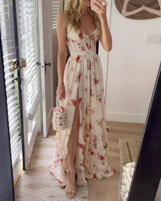 Paola | Vestido floral romántico con escote en V