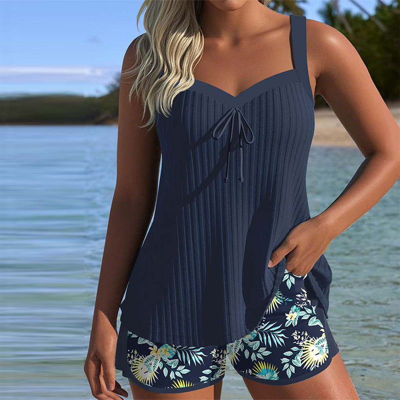 Julia - Tankini a rayas con braguita de baño de dos piezas