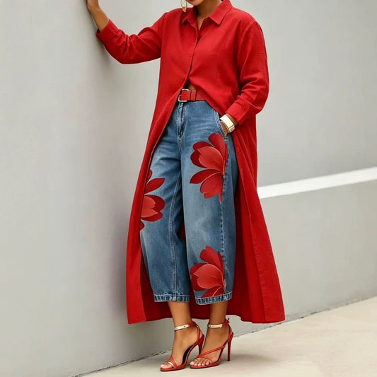 FLORA |  Jeans Anchos + Camisa GRATIS