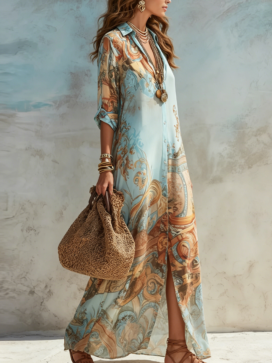 Lorna | Vestido tipo camisa Mediterraneo