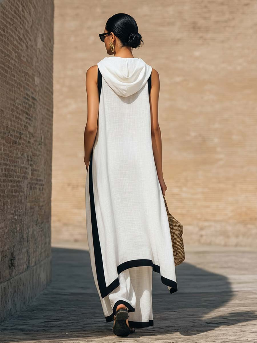Elegante conjunto de dos piezas: top sin mangas y pantalones de pierna ancha